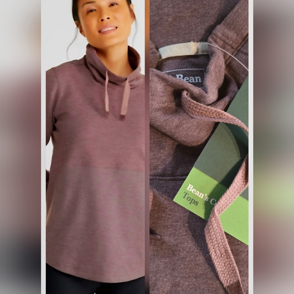 NWT L.L. Bean Women's Cowl Neck Mauve Cozy Knit Pullover Tunic